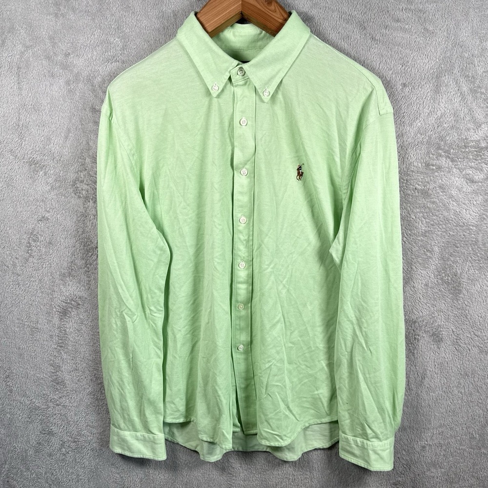 Ralph Lauren Knit Oxford Shirt Mens XXL Stretch Green Button Down Pony